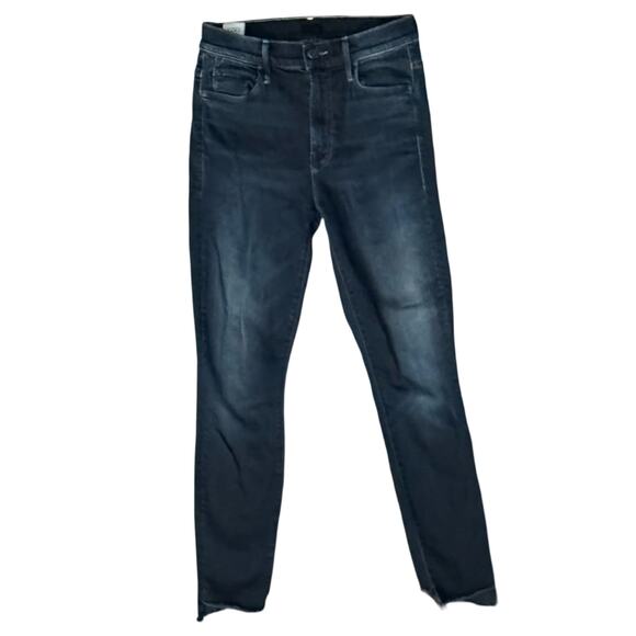 Mother The Stunner Zip Two Step Fray Last Call Dark Wash Skinny Jeans size 25 - Picture 2 of 14
